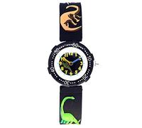 UKCOCO Orologio Alla Moda, Orologio con motivo a dinosauro da polso per bambini in cartone animato quarzo impermeabile alla moda Nero