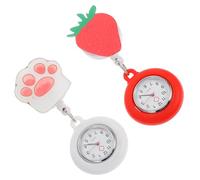 UKCOCO Orologio da Infermiere Donna 2 Pezzi Clip a Fragola, Materiale Vetro e Silicone, Consumo Energetico Ridotto, per Chi Lavora nel Settore Sanitario