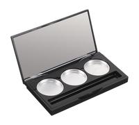 UKCOCO Palette Ombretti Vuota Nera Opaca, 3 Scomparti, Ricaricabile, Vano Porta Pennello, per Make-up e Viaggi