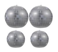 UKCOCO Palloncino Gonfiabile a Forma di Palla Disco Argento 4 Pezzi Design Retrò Vintage e Materiale Pvc Resistente Facile da Gonfiare per Feste Piscina Estate