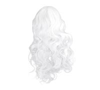 UKCOCO Parrucca Cosplay Anime 80 Cm Chioma Ricci Lunghi Bianchi in Fibra Resistente Set Per Donna Uso Quotidiano Teatro Feste