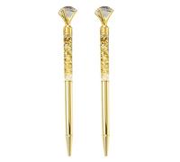 UKCOCO Penna a Sfera in Metallo con Cristallo Diamante, Set 2 Pezzi Color Oro, Penna Resistente per Ufficio e Scuola, Regalo Aziendale e Cerimonie