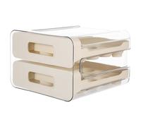UKCOCO Portauova Trasparente a 32 Scomparti Cassetto Estraibile in Plastica Impilabile, Contenitore Porta-uova Base Antiscivolo per Frigorifero, Organizer Salvaspazio per Conservazione
