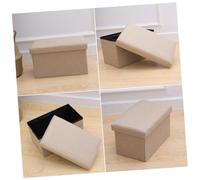 UKCOCO Pouf Contenitore in Lino Con Piano Pouf Contenitore Per Giocattoli e Libri Poggiapiedi Pieghevole Per Camera Da Letto e Soggiorno Beige