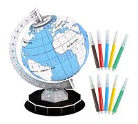 UKCOCO Puzzle 3D da Assemblare e Dipingere Riproduzione Globo Terrestre Educativo e Decorativo Giocattolo Stimolante per Sviluppo Immaginazione e Conoscenza Geografica