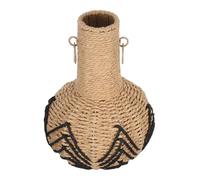 UKCOCO Rustic Handmade Woven Paper Rope Vase for Dried Flowers Farmhouse Table Centerpiece Basket with Iron Frame Timeless Boho Floral Decor