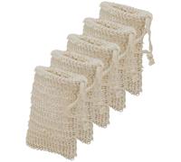 UKCOCO Sacchetti Esfolianti per Sapone 5 Pezzi in Rete Naturale con Cordoncino, Accessori da Bagno Portatili per Doccia, Sacchetti Schiumogeni per Sapone Fatto a Mano e Uso Quotidiano