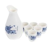 UKCOCO Sakè Tradizionale Giapponese in Ceramica con Bottiglia Tokkuri e Tazze Ochoko Resistenti Temperature Alte e Basse Dispenser per Mantenere Temperatura e Gusto Decorazione Floreale