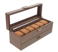 UKCOCO Scatola Porta Orologi e Gioielli Organizer Separato per Gioielli Design Raffinato in Legno Doppio Strato, 6 Scomparti per Orologi Coperchio in Vetro per Camera da Letto