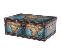 UKCOCO Scatola Portaoggetti Vintage in Legno Blu Coperchio e Chiusura, Elemento Decorativo Versatile per Casa e Organizzazione di Gioielli