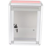 UKCOCO Scatola Suggerimenti e Reclami Da Parete in Alluminio Con Serratura Contenitore Lettere Trasparente Rosso Cassetta Postale Sicura Per Uso Pubblico e Ufficio Capacità Media Per Lett