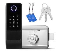 UKCOCO Serratura per Porta con Impronta Digitale: App per Serratura Digitale Intelligente 5 in 1 - Carte - Chiave di Backup - Impronte Digitali - Codici per Hotel, Appartamenti, Uffici