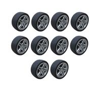 UKCOCO Set 10 Pezzi Ruote di Gomma per Auto Giocattolo 1:10, Accessori Fai da Te per Modellismo Artigianale, Ruote Piccole 48mm per Bambini, Ricambi per Macchinine Giocattolo da Casa
