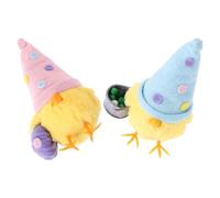 UKCOCO Set 2 Pezzi Decorazioni Pasquali in Peluche Mini Pulcini Colorati 16 Cm, Ornamenti da Tavolo Stagionali per Casa e Festa, Decorazioni Morbide e Sicure