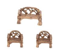 UKCOCO Set 3 Pezzi Mini Mobili da Giardino in Resina Mini Panca Decorazioni da Giardino Colorate e Resistenti per Micro Paesaggi e Vasi di Piante