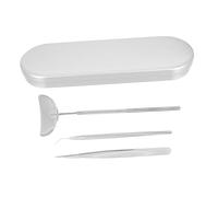UKCOCO Set 3 Pezzi Strumenti per Innesto Ciglia in Acciaio Inox Pinzette per Ciglia Innestate Specchio Antiappannamento Supporto Rimovibile Accessori Professionali per Bellezza