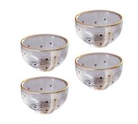 UKCOCO Set 4 Pezzi Tazze da tè in Stile Giapponese Bordo Dorato, Bicchieri da Sakè Resistenti al Calore, Ciotole Compatte per Bevande e Dessert, per Feste e Banchetti