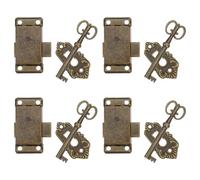 UKCOCO Set 4 Serrature per Mobili Vintage con Chiave, Serrature per Armadietti e Cassetti in Metallo 54x28mm, Sostituzione per Armadio, Scrivania e Mobiletto D’epoca per Uso Domestico