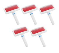 UKCOCO Set 5 Pezzi Pettini per Toelettatura Cani e Barboncini, Controllo della Perdita Pelo e Massaggio, in Plastico Resistente per Cuccioli, la Cura Quotidiana