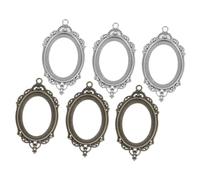 UKCOCO Set 6 Basi Ciondoli in Metallo in Lega Antica 40x30mm Per Creazione Gioielli Fai Da Te, Cornici Lunetta Resistenti Per Collane e Portachiavi Artigianali