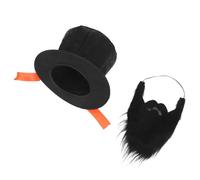 UKCOCO Set Cappello a Cilindro Nero e Barba Finta per Uomo e Donna Accessori Costume da Mago e Festa Cappello da Spettacolo Comico Versatile per Cosplay Halloween e Feste di