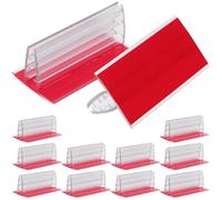 UKCOCO Set da 12 Porta Etichette Adesive Autoadesive in Pvc Mini 7,5x4x3 Cm per Fissare e Organizzare Targhette, Carte, Ricevute e Foto