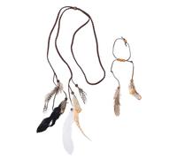 UKCOCO Set da 2 Fasce per Chioma Bohémien Piume e Bracciale Coordinato, Accessori Vintage per Costumi Tribali, Decorazioni Eleganti per Donna e Ragazza, per Feste e Cerimonie
