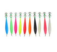 UKCOCO Set di 10 fluorescenti a forma di calamaro per la pesca notturna in | Assortimento di esche luminose, accessori per la pesca in mare in vacanza, esche oceaniche