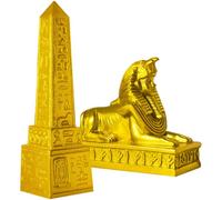 UKCOCO Set di 2 Statuine in Resina Dorata con Figura di Creatura Mitologica e Antico, Decorazione da Scrivania in Tema Antico, Finitura Raffinata e Sicura per Ambienti Domestici