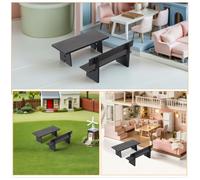UKCOCO Set di 3 panchine da parco in miniatura, tavolo e sedie - Ornamenti da giardino, sedie da strada, decorazioni per case delle bambole e delle fate, mini panchine e sedie per la