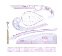 UKCOCO Set di 7 Righelli da Cucito per Sartoria in Plastica Curve Varie per Polsini, Collo e Tasche, Righelli Precisi Scala Chiara per Disegno Abbigliamento e Taglio Manuale
