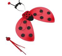 UKCOCO Set di Accessori per Costume da Coccinella Rossa per Bambine - Pieghevoli Glitterate, Cerchietto e Bacchetta da Fata - per Travestimenti di Halloween, Feste a Tema e Stile Casuale