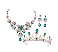 UKCOCO Set di Gioielli Corona per Ragazze Collana e Orecchini Materiale Sicuro e Lucentezza Brillante Adatto per Matrimoni Compleanni e Feste Regalo Elegante per Bambine