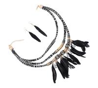 UKCOCO Set di Gioielli Orecchini e Collana in Lega Multistrato Retrò Pendente a Piuma e Frange, Accessori Eleganti per Donna da Festa e Regalo Anniversario
