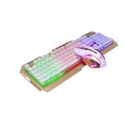 UKCOCO Set Di Tastiera E Mouse Meccanici Ergonomici Tastiera Da Gioco Con Sabbiatura in Metallo Led Arcobaleno Retroilluminato Funzione Multimediale