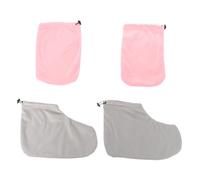 UKCOCO Set Guanti e Stivaletti Per Cera Paraffina 4pcs Copricera Per Spa Riscaldanti Per Isolamento in Cera Per Domestico e Salone Rosa e Grigio
