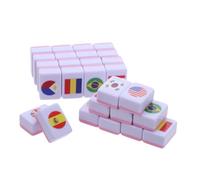 UKCOCO Set Mahjong da Viaggio 64 Tessere 24mm Bandiere del Mondo, Gioco da Tavolo Educativo per 2 Giocatori, Apprendimento Geografia e Abbinamento Bandiera per Famiglie