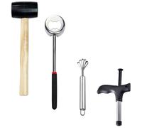 UKCOCO Set Utensili in Acciaio Inox per Aprire Noci di Cocco 4 Pezzi, Strumento Punzonatore Resistente per Cucina Domestica, Gadget Pratico per Frutta Dura e Uso Versatile