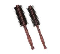 UKCOCO Spazzola Per Chioma Rotonda in Setole Naturali 2 Pezzi Set Taglia s e l Manico in Legno Ergonomico Per Styling Quotidiano Donna Chioma Lisci Ricci