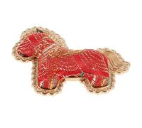 UKCOCO Spilla a Forma di Cavallo in Rame e Poliestere, Accessorio Versatile Fatto a Mano, Design Tradizionale Cinese Rosso per Occasioni Formali e Festa di Stagione