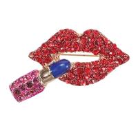 UKCOCO Spilla a Forma di Rossetto Strass per Donna, Accessorio Moda per Sciarpe, Cappelli e Abiti, Gioielli da Ballo Eleganti, Decorazione Brillante per Outfit Femminili