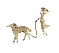 UKCOCO Spilla Da Donna in Lega, Spilla Distintivo Design Donna Che Porta a Spasso Cane, Accessorio Elegante Per Abbigliamento Casual e Formale, Decorazione Brillante Per Giornate Quotidiane