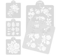 UKCOCO Stencil a Forma di Rosa in Pet Riutilizzabili 5 Fogli per Pittura e Artigianato Stencil per Dipingere su Tela e Biglietti Natalizi Adatti per Tecniche Pigmenti e Pastelli