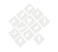 UKCOCO Stencil da Disegno Dinosauri 12 Modelli Fai da Te in Plastica Riutilizzabile e Lavabile per Arte e Decorazioni Murali e Scrapbooking