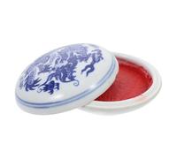 UKCOCO Tampone per Inchiostro Rosso Calligrafia Artigianale 9cm Contenitore Portatile Resistente per Pittura e Lettering Cinese