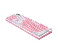 UKCOCO Tastiera Meccanica da Gioco Full Size Rosa 104 Tasti Abs, Tasti a Sospensione e Supporto Pieghevole un Utilizzo Facile e Affidabile