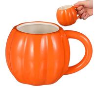 UKCOCO Tazza per Halloween e Festa del Raccolto in Ceramica da 500ml a Forma di Zucca Arancione Pratica e Facile da Pulire, per Casa e Ristoranti