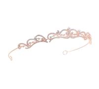 UKCOCO Tiara da Sposa Elegante con Strass Rosa Oro Corona Barocca Intagliata per Donne Accessorio Cerimonia Matrimonio e Addio Nubilato Fascetta Regale Brillante per Compleanni