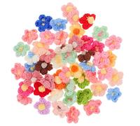 UKCOCO Toppe Floreali All'uncinetto Colore Casuale 50 Pezzi in Filato di Lana Decorazioni Delicate per Personalizzare Vestiti e Accessori Fai da Te per Abbigliamento
