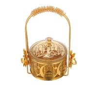 UKCOCO Vassoio Decorativo Eid Mubarak in Metallo con Coperchio Piatto per Caramelle e Snack Stile Arabo per Decorazioni Casa e Feste Ramadan